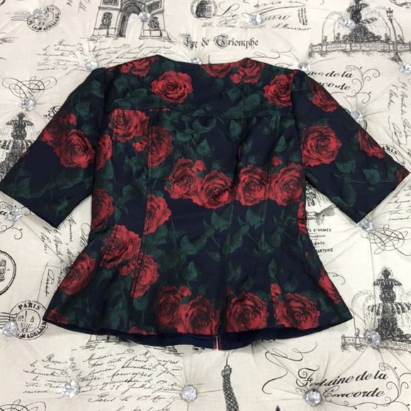 Nanette Lepore Rose Brocade Peplum Top - Picture 9 of 10